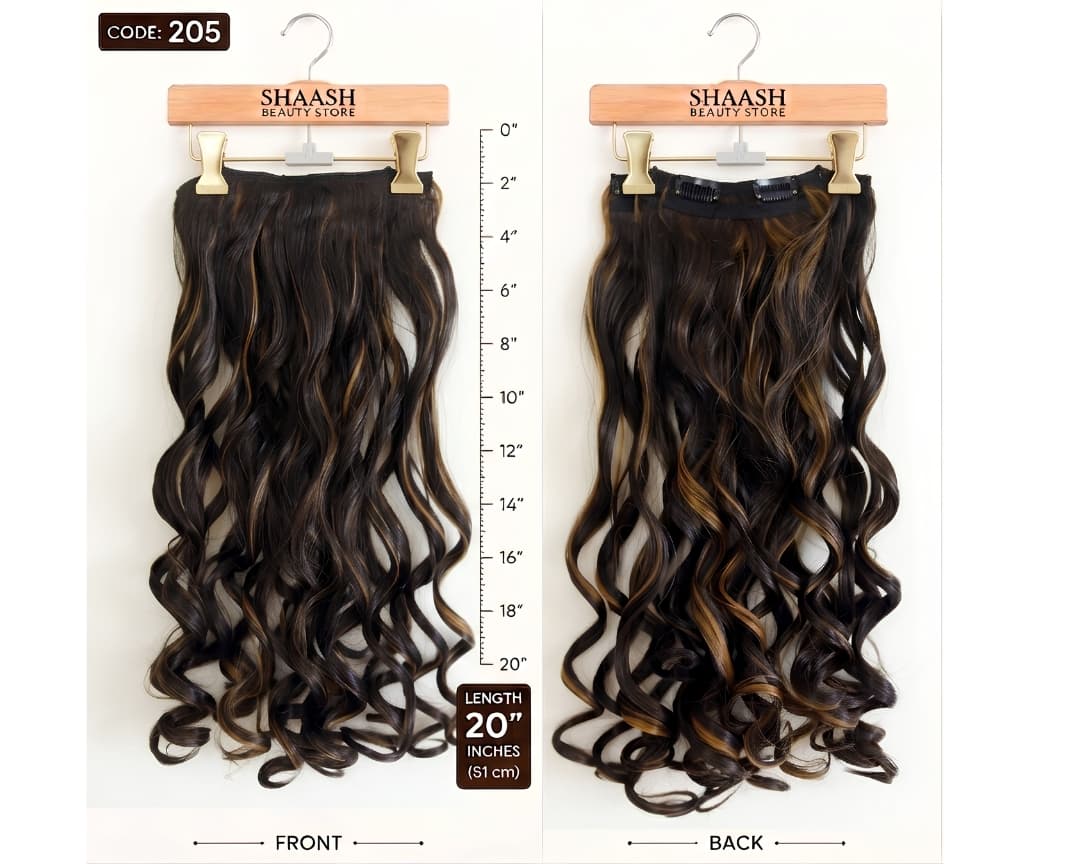 Natural Curly Highlights Hair Extension, Layered — main view
