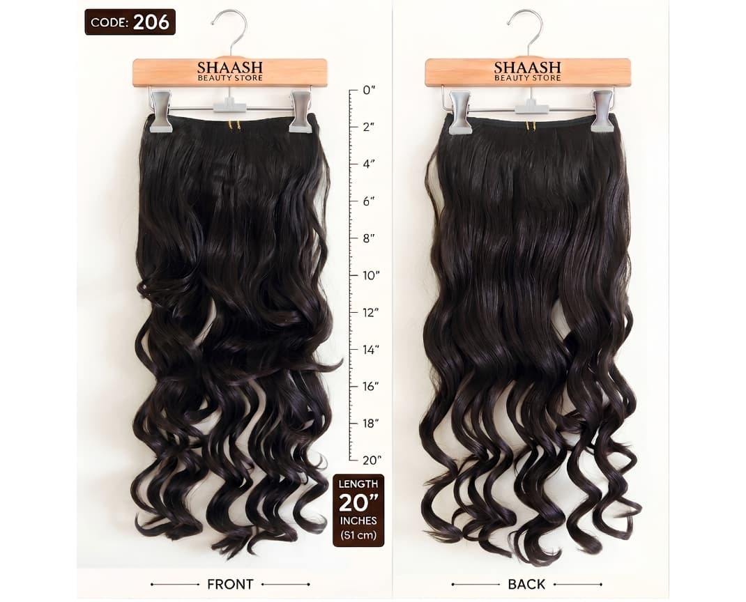 Natural Curly Dark Brown Hair Extension, Layered — main view
