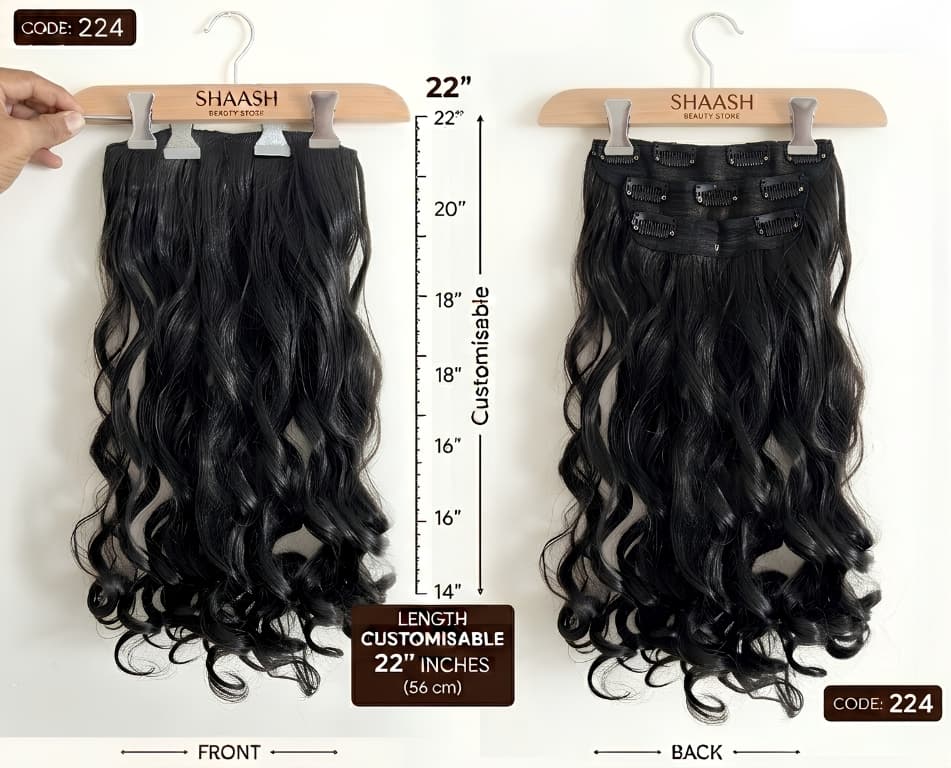 Natural Curly Dark Brown Hair Extension, Full Set — main view